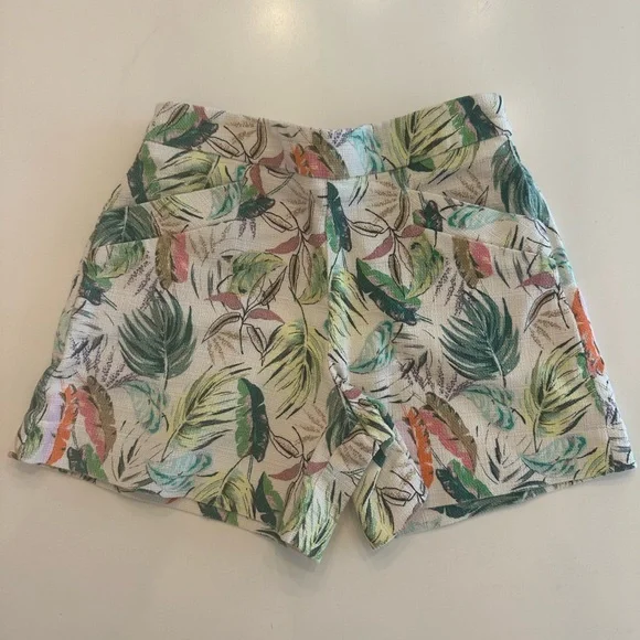 Zara Kids Tropical Leaf Print Shorts - Green and Orange - Picture 1 of 3